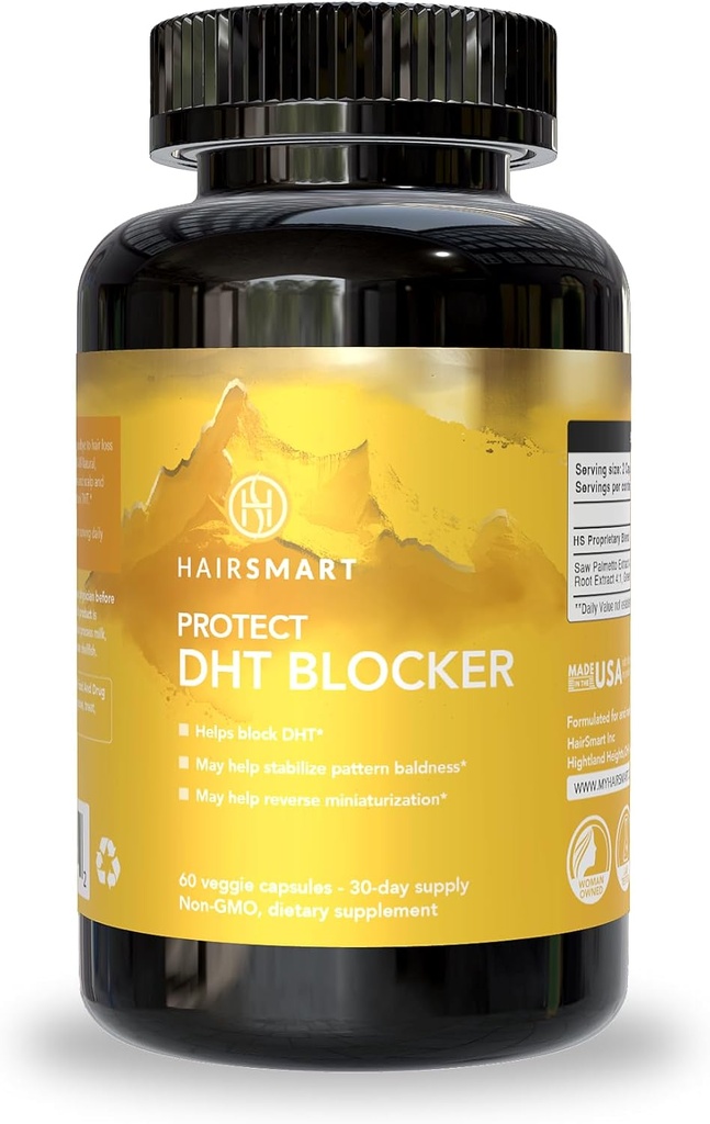 DHT Blocker Supplement για άνδρες και γυναίκες – Βιταμίνες αναβρασμό μαλλιών, Vegan & Gluten-free Formula for hair treatment Men, Saw Palmetto, Stinging Nattle, Πράσινο Τσάι, Pygeum Bark & Pumpkin Seed