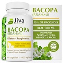 Jiva Botanicals Bacopa Monnieri συμπλήρωμα καθαρότητας 1000mg ανά υπηρεσία - υψηλή ισχύς Bacopa Monnieri (Brahmi) & εκχύλισμα για το φυσιολογικό εγκέφαλο, εστίαση, & υποστήριξη μνήμης - Ayurvedic βότανα - 60 κάψουλες