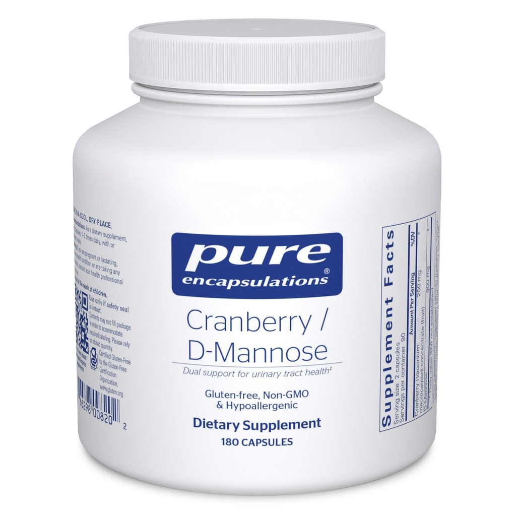 Καθαρές εγκοπές Cranberry D-Mannose - Υποστηρίζει την ουρική τραχεία υγεία* - με Cranberry Fruit Solids - Vegan & Μη ΓΤΟ Συμπλήρωμα διατροφής - 180 κάψουλες
