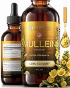 Mullein Leaf Extract for Lung Cleanse and Health - Drops Mullein Made in USA - Συμπλήρωμα υποστήριξης πνεύμονα - Βότανο αναπνευστική υποστήριξη - Mullein Extract Βάμμα 4 Fl Oz