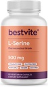 BESTVITE L-Serine 500mg (120 κάψουλες χορτοφάγων) - Δεν Stearates - Vegan - Μη ΓΤΟ - Χωρίς γλουτένη