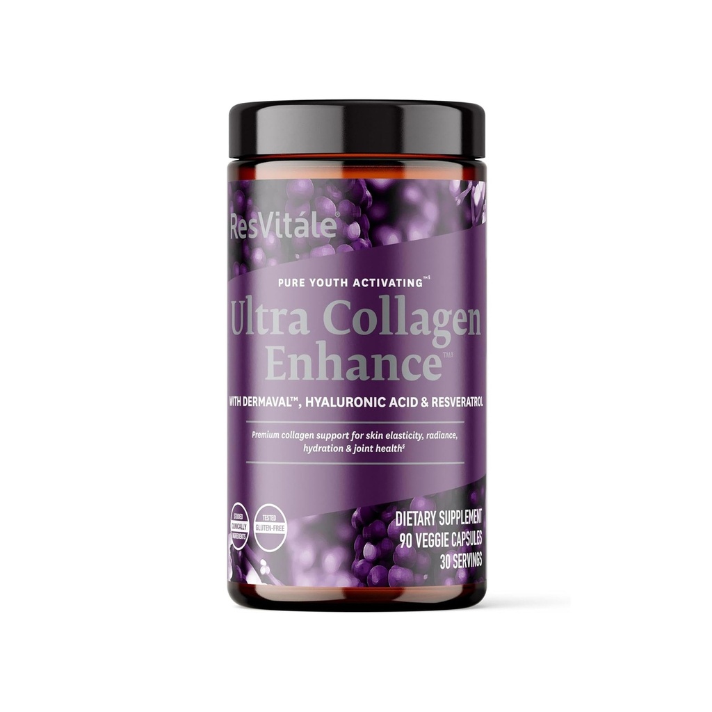 ResVitale Ultra Collagen Enhance - συμπλήρωμα φροντίδας δέρματος με Resveratrol - 90 κάψουλες Veggie