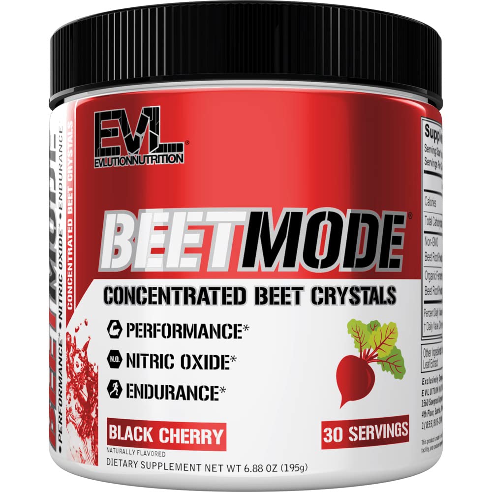 Evlution Nutrition BeetMode - Beet Root Powder - Nitric Oxide Booster - Black Cherry Flavor - Προ ή μετά την προπόνηση συμπλήρωμα για την ενισχυμένη ενέργεια & απόδοση - Vegan & Gluten Free - 30 Υπηρεσίες
