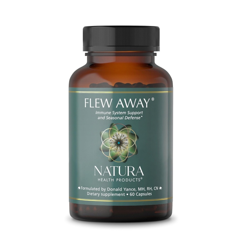 Natura Health Products Flew Away Supplement - Immune System Support & Seasonal Defense - Featuring Ginger, Elderberry, Propolis and Eucalyptus (60 Capsules)