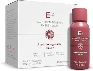 Isagenix E+ - Liquid Energy Shot with Plant-based Caffeine & Adaptogenic Botanical Blend - Υποστήριξη Αντοχή με Flavored Energy Shot - Apple Ρόδι - 2 Oz Μπουκάλια (6 Pack)