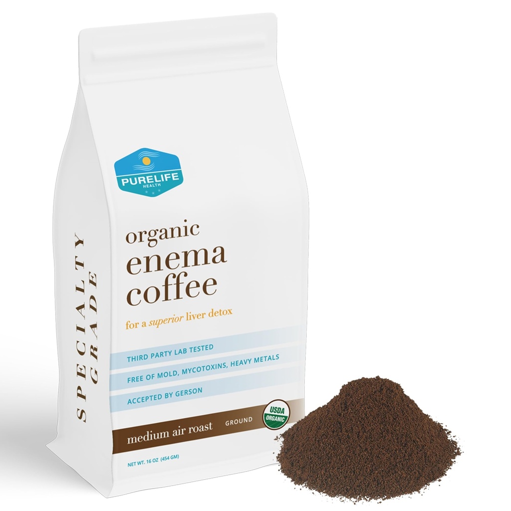 PureLife Enema Coffee- 1 Lb - Organic Gerson Ειδικά - Έδαφος - Μούχλα & Fungus Δωρεάν - Air Ψημένο Μέσο / Shipped Fresh-American Ιδιοκτησία και λειτουργεί από το 2012