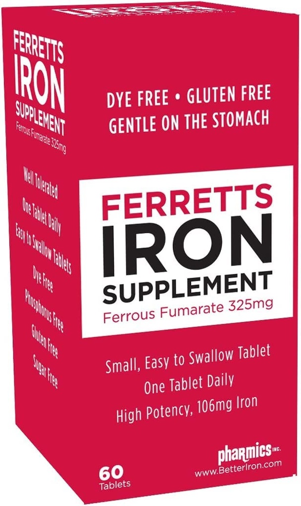 Tabletισκία σιδήρου 325mg Ferrous Fumarate 4 Συσκευασία (240 Σύνολο)