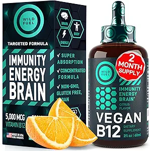 Vegan Vitamin B12 Υγρές σταγόνες - ταχείας δράσης B12 Υπογλώσσια 5000 mcg Μεθυλοκοβαλαμίνη συμπλήρωμα - Ενέργεια, μνήμη και υποστήριξη Mood - Υψηλής ισχύος ένα-dropper ανά ημέρα - Φυσικό άρωμα εσπεριδοειδών - 2 ουγγιές