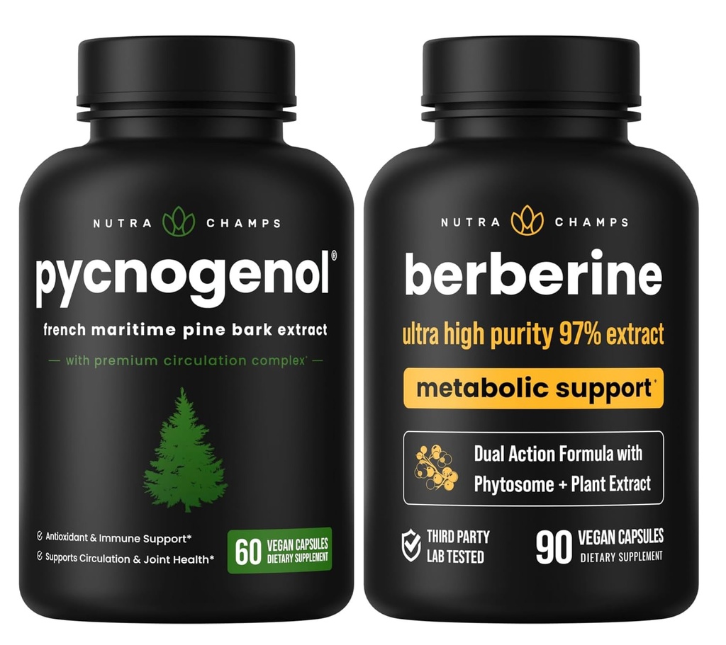 NutraChamps Complete Circulatory & Metabolic Boost : Pycnogenol & Berberine Duo