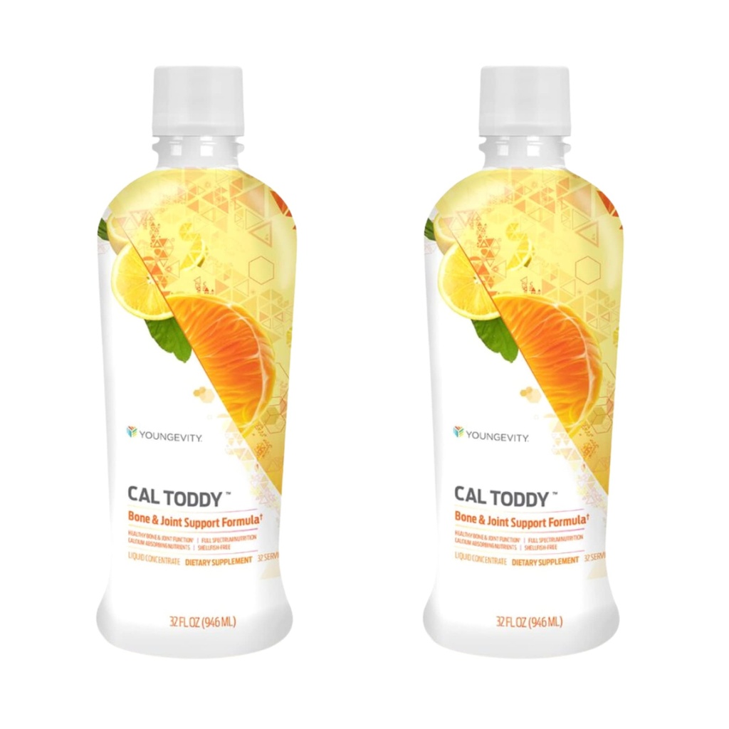 Youngevity CAL Tody - Ασβέστιο (Citrate, Phosphate) Μαγνήσιο 1.200mg/600mg - Βιταμίνες D-3, Ψευδάργυρος, Χαλκός, Κάλιο, Βόριο και 70+ Trace Mineral Cofactors - Υποστηρίζει την υγεία των οστών - 32 Fl Oz (Pack of 2)