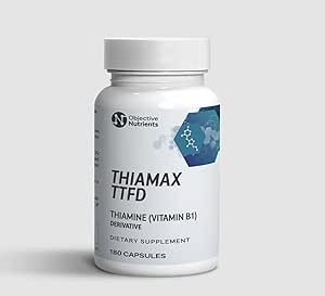 Thiamax Βιταμίνη Β1 (Thiamine TTFD), Το αρχικό, χωρίς τοξικά πληρωτικά, υποστηρίζει τον μεταβολισμό της ενέργειας, υψηλή δόση, τρίτο μέρος δοκιμαστεί, όλα τα ενεργά συστατικά 100mg, 180 κόμης