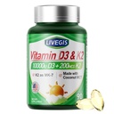 Βιταμίνη D3 K2 Softgels, D3 10000 IU με K2 (MK-7) 200 mcg με Coconut Oil Softgels, Εύκολο στην κατάποση 2 σε 1 Βιταμίνες D & K, Υποστηρίζει Απορρόφηση ασβεστίου, Ανοσοποιητικό και Καρδιά Υγεία - 90 Μετρήσεις