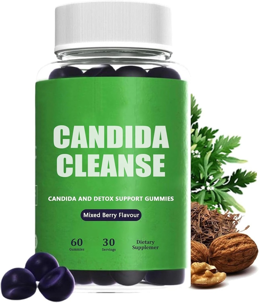 Candida Cleanse, Candida και Detox Support Gummies, 10-σε-1 Προηγμένη Φόρμουλα με Μαύρο Καρύδι, PAU D'Arco & Wormwood, Μη-GMO 60 Gummies