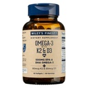 Wiley's Finest Wild Alaskan Fish Oil Βιταμίνη K2 & D3 Softgels - 500mg EPA και DHA Omega-3s για την υποστήριξη της υγείας των οστών και της καρδιάς - 60 Softgels (60 εξυπηρετούν)