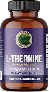 Pure Lab Vitamins L-Theanine 250mg - 60 Vegi-Caps Made in Canada