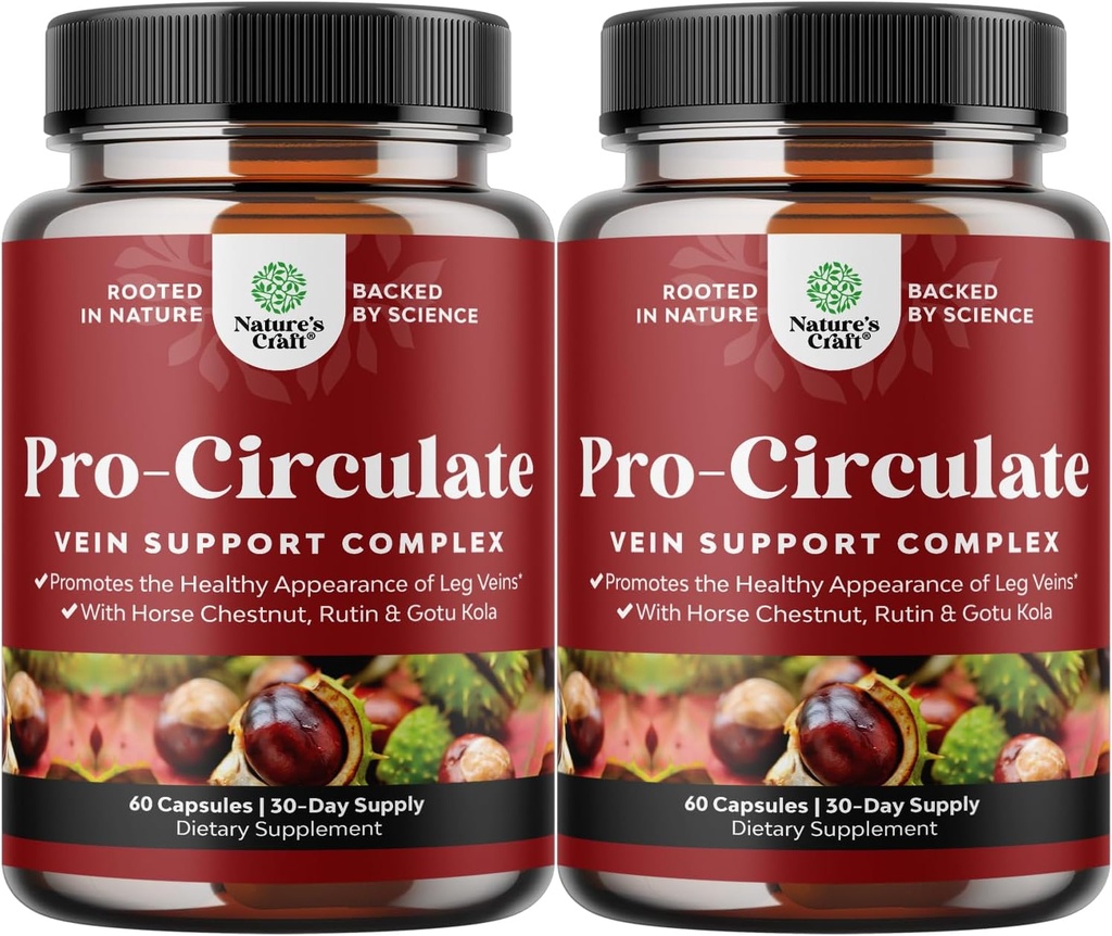 Συμπληρώματα υποστήριξης Vein Πόδι και Veins - Συμπληρώματα κυκλοφορίας πλήρους σώματος για Spider & Varicose Veins και βελτιωμένη ροή με εκχύλισμα κασσίτερου αλόγου & Flavonoids - Vegan Non-GMO Mini Caps (2 Μήνας)