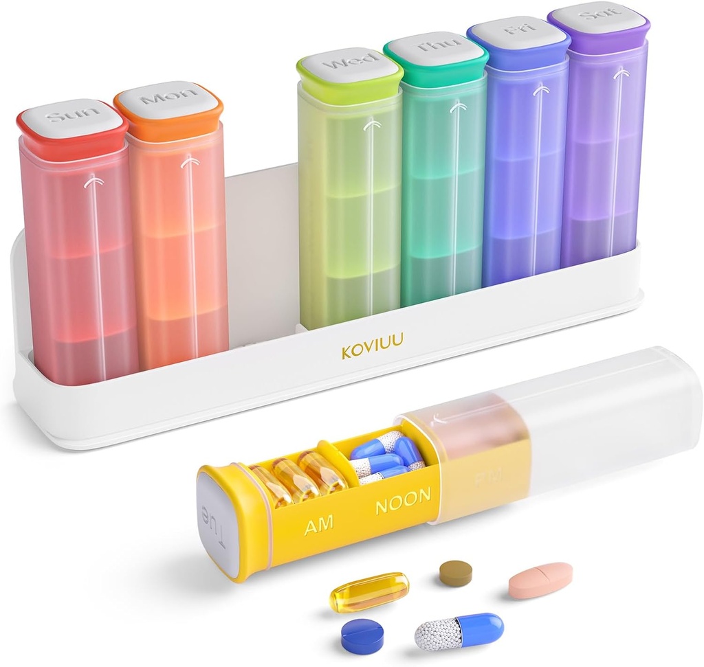 Weekly Pill Organizer 3X a Day, Detachable Pill Box 7 Day, Large 3 Times Daily Pill Case, Travel Pill Container Holder, Week Medication Dispenser Pillbox for Vitamin Supplement Medicine, White