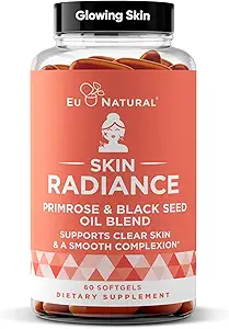 Radiance Flawless Skin & Complexion – Hormonal Acne, Skin Care – Support Your Natural Beauty Building Blocks – Cold Pressed Acne Pills, Evening Primrose Oil, Black Seed Oil, & DIM – 60 Liquid Softgels