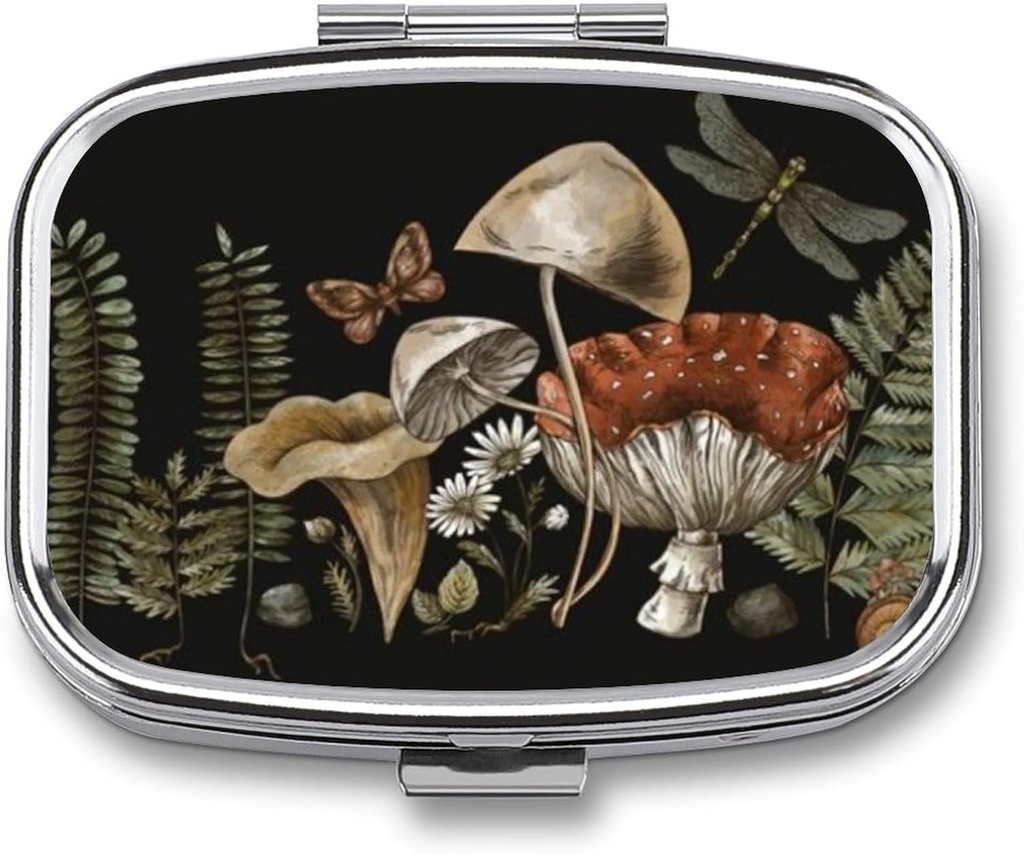 Μεταλλικό 2 Διαμέρισμα χάπια Organizer Ταξίδι φιλικό φορητό συμπαγές κουτί χάπια χαριτωμένο θήκη χάπι για να κρατήσει βιταμίνες, λάδι ψαριών, συμπληρώματα, Meds, Tablet για το πορτοφόλι, Pocket. (Σφραγίδα)