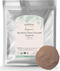 Starwest Botanicals Burdock Root Powder Organic - Φυσική Πηγή Αντιοξειδωτικών, Χαλαρά Βότανα για Τσάι, Ρύζι, Σούπα & Στήθη, Πιστοποιημένο Κόσερ, Μη ΓΤΟ - Μαζική 1 LB Τσάντα