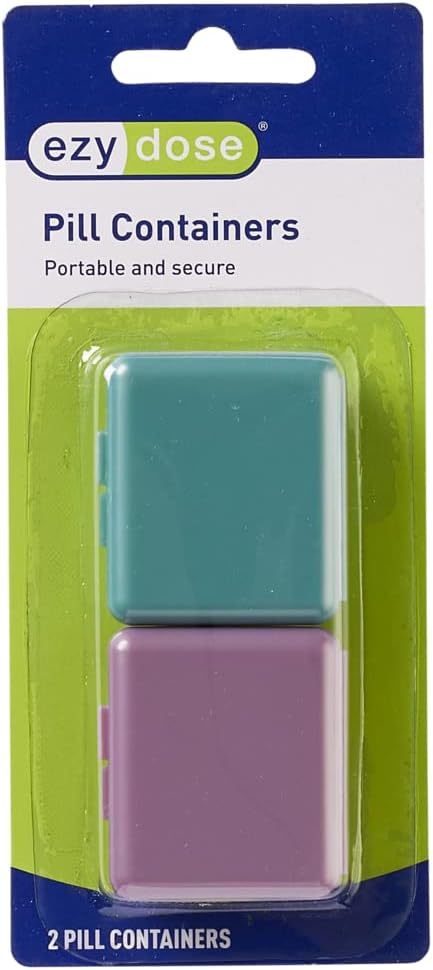 EZY DOSE Καθημερινή Ταξίδι Pocket Pharmacy Pill Organizer, Μικρή Βιταμινή Organizer, Compact Medicine Container, Travel Friendly, Portable Pill Box, Χρώματα May Vary, 2-Pack, BPA Δωρεάν