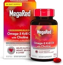MegaRed Krill Oil 750mg Omega 3 Supplement with Choline, #1 Dr Recommended Krill Oil Brand with EPA, DHA & Phospholipids, Supports Heart, Brain, & Liver Health, Antarctic Krill Oil - 80 Softgels
