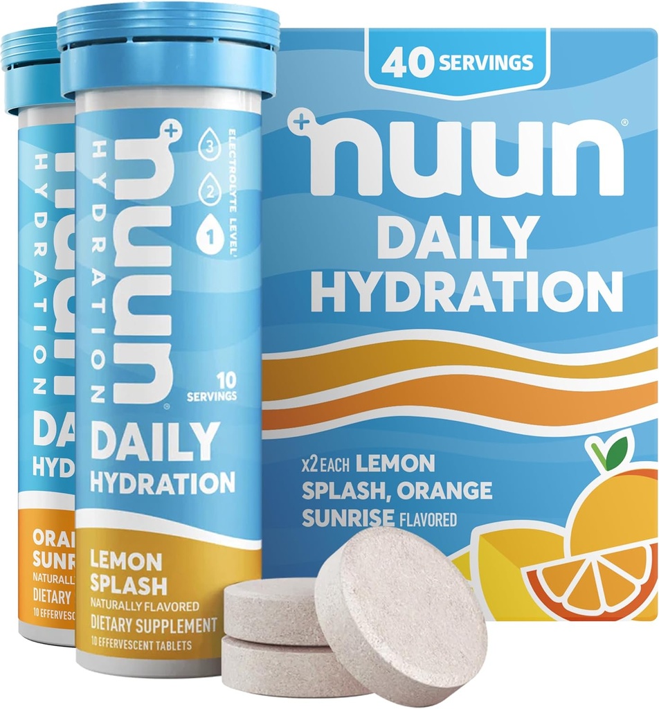 Nuun Daily Electrolyte δισκία με Μαγνήσιο, Ασβέστιο, Κάλιο, Χλωριούχο & Νάτριο, Χωρίς Γλουτένη, Χωρίς Ζάχαρη, & Vegan, Μεικτά Εσπεριδοειδή Γεύση, 4 Συσκευασία (40 Μερίδες Σύνολο)