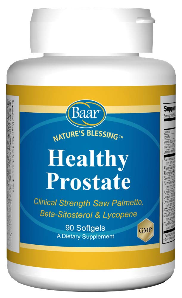 Baar Nature's Elessing Healthy Prostate Softgels, Clinical Strength Saw Palmetto, Beta-Sitosterol & Lycope, 90 Softgels