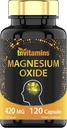 tnvitamins Magnesium Oxide 420mg - 120 Capsules | 4 Month Supply! | 100% Daily Value of Magnesium Oxide in One Capsule | Oxido de Magnesio | Non-GMO, Made in The USA