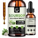 (2 Pack) Soursop Graviola Υγρές σταγόνες 1800mg, 98% Απορρόφηση Soursop Bitters Υγρό για την υποστήριξη & αναγέννηση κυττάρων, ανοσοενίσχυση, χαλάρωση, συκώτι και ύπνο, βοτανική καλοσύνη, χωρίς γλουτένη, 1 Fl Oz