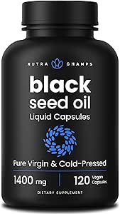 NutraChamps Black Seed Oil Organic Cold Pressed | 120 Vegan Softgel | Virgin Nigella Sativa Pills with Vitamin E & Thymoquinone | Rich in Omega 3 6 9 | Unrefined Black Cumin Seed Oil Capsules