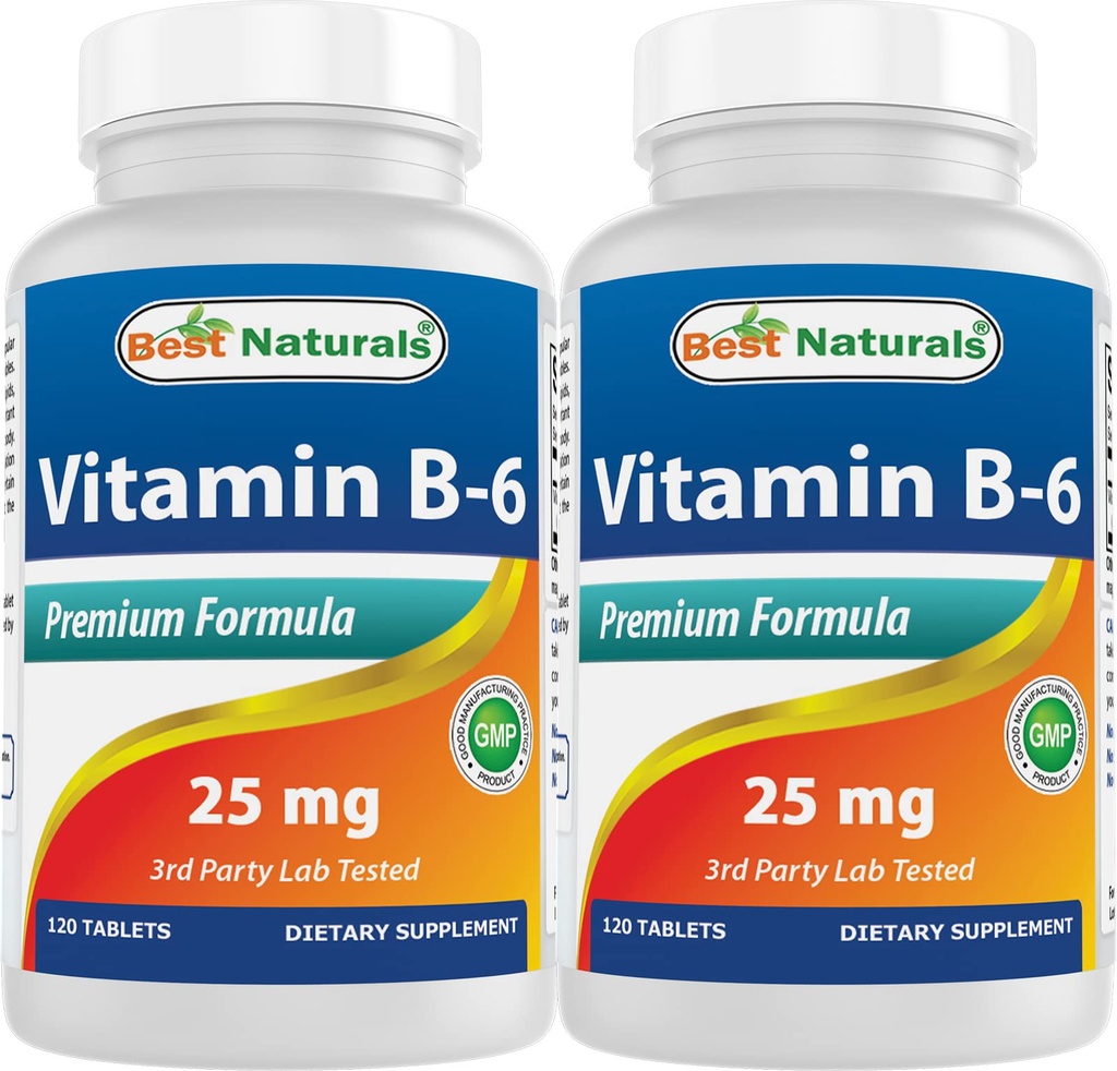 Best Naturals Βιταμίνη B6 25mg, 120 δισκία (120 Count (Pack of 2))