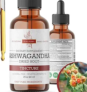 Βιολογικές σταγόνες υγρού Ashwagandha, Root Tincture Ashwagandha, Ashwagandha εκχυλίσματα βοτάνων συμπληρώματα - 2 Fl Oz