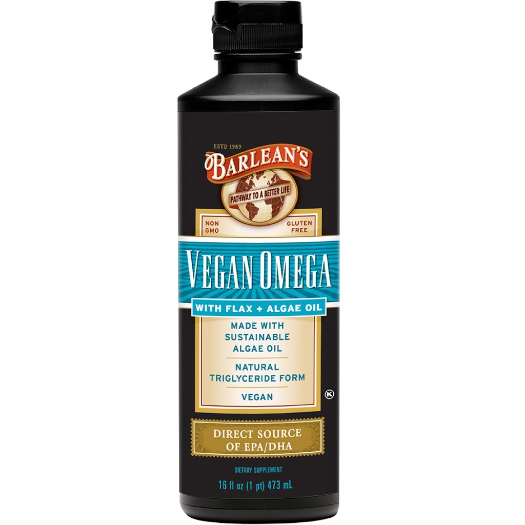 Συμπληρώματα EPA DHA της Vegan Omega Liquid Flax και της Algae Oil από έλαιο φυκών και οργανικό λιναρόσπορο, Ωμέγα 3 6 και 9 συμπληρώματα λιπαρών οξέων, 16 ουγγιά
