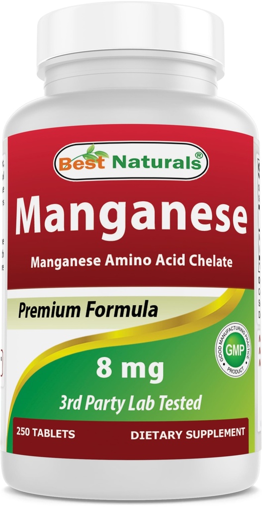 Best Naturals Μαγγάνιο (Χηλικό αμινοξύ του Μαγγάνιου) 8 mg- 250 δισκία