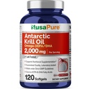 NusaPure Antarctic Krill Oil 2000 mg 120 Softgels, Omega-3 EPA 360mg, DHA 240mg, συμπλήρωμα ασταξανθίνης χωρίς σόγια που προέρχεται από Krill 800ppm