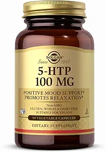 Solgar 5-HTP 100 mg - 90 Vegetable Capsules - Promotes Relaxation - Non-GMO, Vegan, Kosher & Gluten Free - 90 Servings