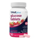 TRUEplus Glucose Tablets, Chewable, Raspberry Flavor, 15g Fast-Acting Carbohydrates, Fat Free, Gluten Free, Boosts Energy, 50 Count