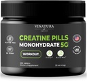 VINATURA Creatine Monohydrate Pills 5g - creatine Tablets, creatine Pills for Men, Women, creatina en capsulas *USA Made & Tested* Unflavored, creatine monohydrate Powder alt, 150 Tablets 30 Servings