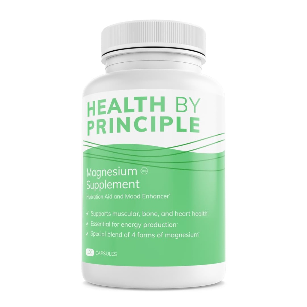 Magnesium Supplement | 4 Types of Magnesium in 1 Capsule | Glycinate, Malate, Taurate, & Citrate for Muscles & Sleep | High Absorption | Vegan, Non-GMO | 100 Capsules