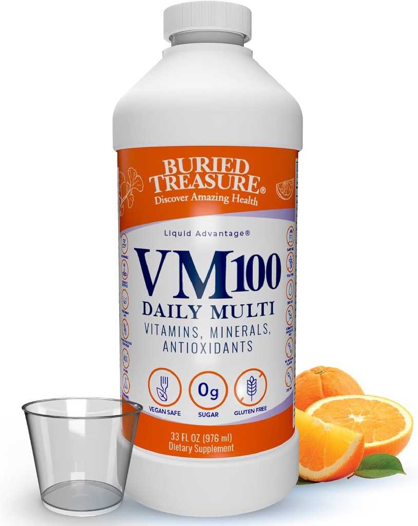 Θαμμένος Θησαυρός VM100 Daily Multi - 32 Servings, Liquid Vitamins Minerals Supplement with Dose Cup