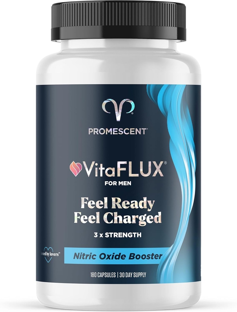 Promescent VitaFLUX Nitric Oxide Supplement, L Arginine l Quality Συμπληρώματα Κιτρουλίνης για τους άνδρες, Υποστηρίζει υγιή ροή αίματος, Nitric Oxide Booster Arginine Supplement, 180 κάψουλες