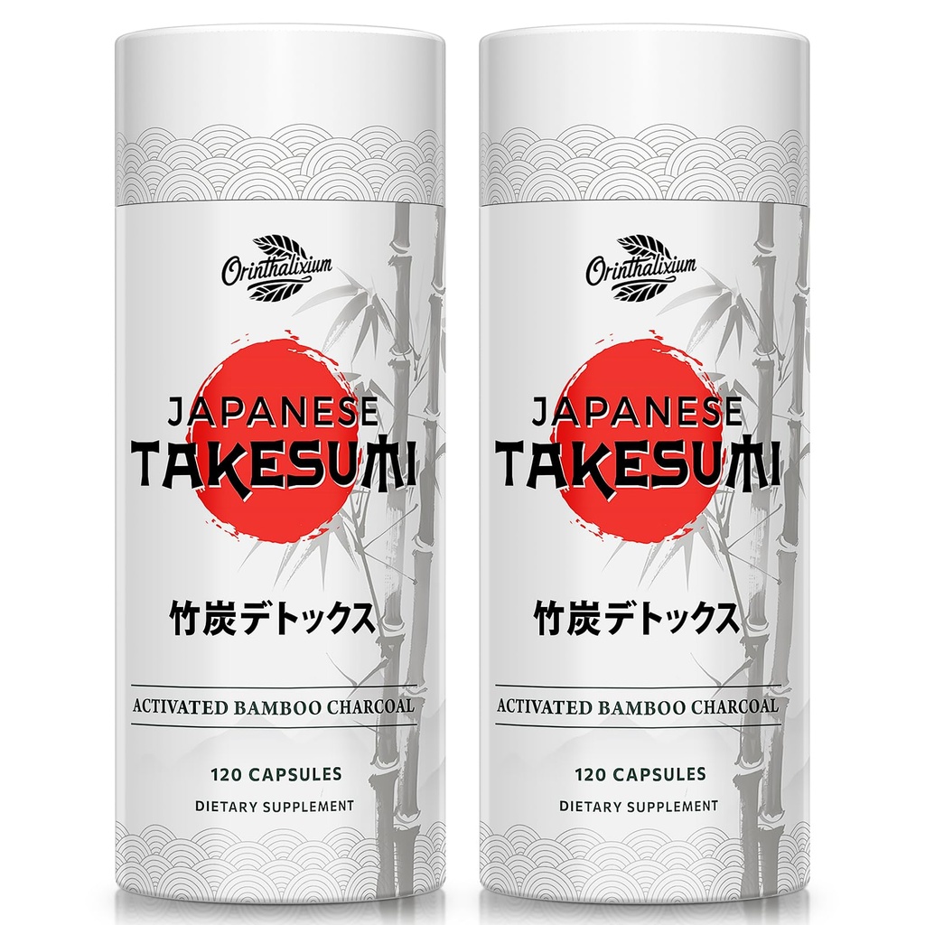 Takesumi Bamboo Charcoal 2000mg – Ενεργοποιημένος άνθρακας από Bamboo για μέγιστη απορρόφηση, Detox & Gut, 120 κάψουλες Vegan(2 φιάλη)
