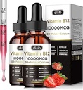 Vitamin B12 Liquid Drops Sublingual 10000 mcg, Triple B-12 Complex Supplement, Methyl & Methylcobalamin Blend for Women & Men, Mood & Energy Booster, Metabolism & Health Support, 2 Pack