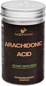 Noomadic Arachidonic Acid (AA or ARA), 100 Capsules | 250mg Each, May Improve Lean Muscle Mass, Power Output and Strength.