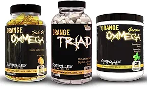 CONTROLLED LABS Bundle Includes 45 Servings of Orang Triad, Orange Oximega Greens Spearmint, and 120 Ct Orange Oximega Fish Oil Softgels