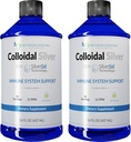 Colloidal Silver Liquid - 12 PPM Premium Silver Solution, 60 MCG ανά υπηρεσία, All Natural, Vegan Immune System Support, Ionic Silver Water Daily Mineral Supplement (2-16 Fl oz Bottles)