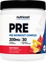 Nutricost Pre-Workout Complex Powder (30 μερίδες, Fruit Punch) - με Βήτα-Αλανίνη, Ταυρίνη & Αμινοξέα