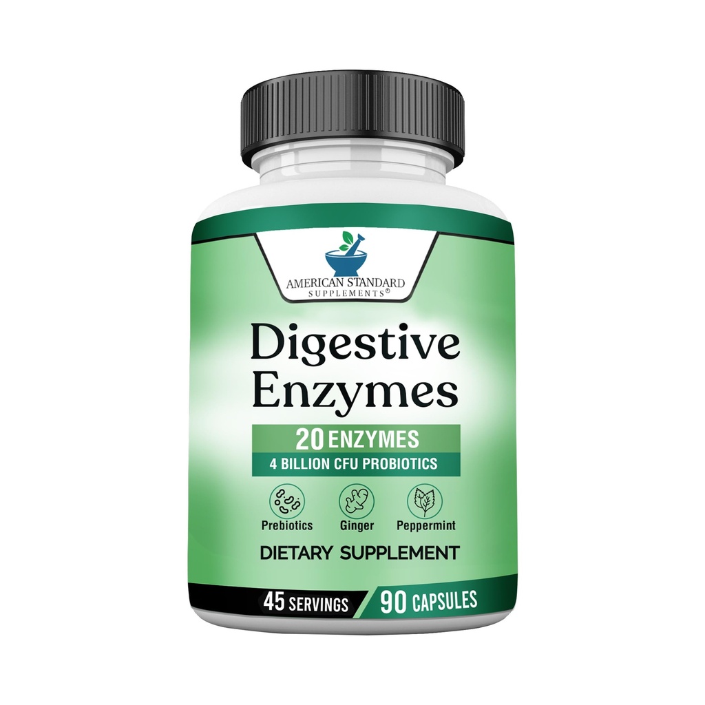 Digestive Enzymes Plus Probiotics & Prebiotics, 120 Veggie Κάψουλες, για την πέψη με αμυλάση, Bromelain, Papain, Lipase, Lactase, Protease, Papain, Cellulase, Vegan & Gluten Free, 2 Μήνες προσφοράς
