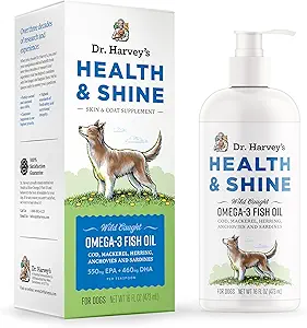 Dr. Harvey’s Health & Shine Omega 3 Fish Oil for Dogs from Wild Caught Cod, Mackerel, Herring, Anthovies and Sardines - Υποστηρίζει Όμορφη Γούνα, Ισχυρές αρθρώσεις και Ichy Αλλεργία Ανακούφιση (16 fl. oz.)